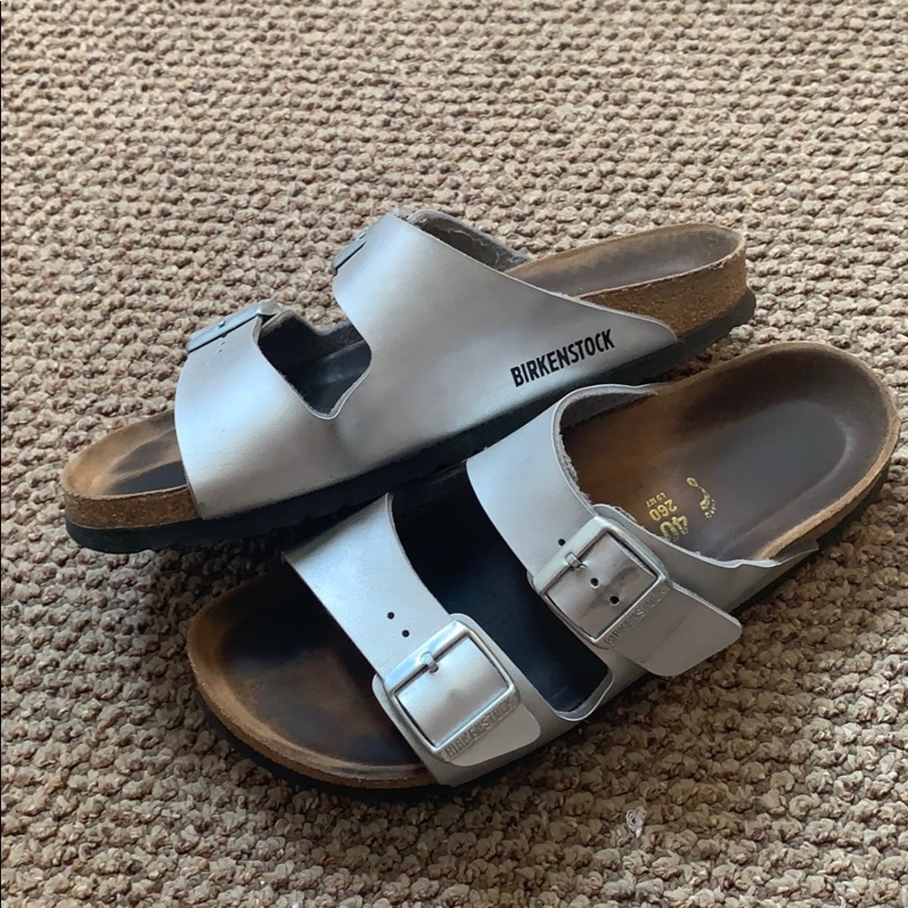 Silver Birkenstock’s size 40